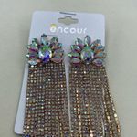 NEW Encour 8” AB rainbow fringe earrings. Special event glam. Silver Photo 1