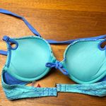PINK - Victoria's Secret Victoria's Secret Blue and Green Lace Bikini Top Photo 1