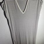 ZARA Black & White Striped V-Neck Midi T-Shirt Dress – Size M Photo 0