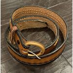 Braided Tooled Leather Brown Belt Womens Size 38”‎ Boho Chic Western Cowgirl Photo 0