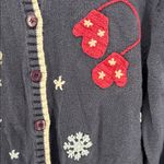 Cherokee  Navy Sweater cardigan winter Snowflake crocheted Design 1X mittens plus Photo 8