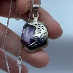 Crescent Moon Super Amethyst 23 Solid Sterling Silver Pendant Necklace Photo 3