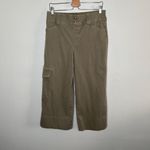 Spanx Womens Olive Green Stretch Twill Cropped Wide Leg Pants Size Large 20686q Photo 9