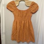 Aritzia Sunday Best  Women's Size Medium Orange Mini Dress‎ Smocked Short Sleeve Photo 2