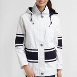 Mackintosh New England Poplin Nautical Rain Jacket Blue White Striped Medium Photo 0