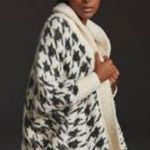 Anthropologie By Maeve One Size Houndstooth Open Front Shawl Cardigan sz OS Photo 6
