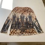 Vocal Chandelier Print Animal Leopard Long Sleeve Top Bling Rhinestone USA Women Photo 1