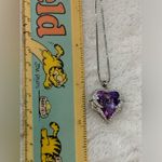 Heart Crystal Necklace with Rhinestone Angel Wings Purple Photo 5