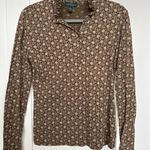 LRL Lauren Jean Co. Floral Print Long Sleeve Ruffle Henley Top, Size S, Like New Brown Photo 0