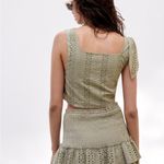 ZARA  BLOUSE WITH CUTWORK EMBROIDERY Cropped Green Eyelet New Tags XS Photo 2