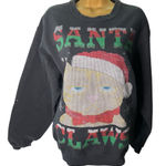 Jerzees Christmas Graphic Sweatshirt Santa Claws Cat Holiday Print Black M Photo 0