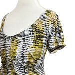 Worthington S Abstract Dot Print Stretch Ruched Top Yellow Chic Y2K Girlhood Photo 1