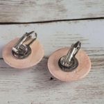 Vintage Clip On Earrings Light Pink Stone Pattern Circle Photo 2