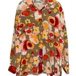 Diane Von Furstenberg  Vintage Women’s Size L Retro Floral Silk Button Down Shirt Photo 2