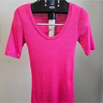 Anthropologie Anthropology by Michael Stars Shine Hot Pink Scoop Neck Top Size XS/S Short Sl Photo 6