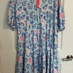 Simply Southern NEW  Dress Size Large Tropical Oyster  Print Pink & Blue NWT Photo 0