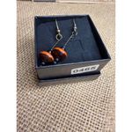 Handcrafted Bohemian Orange & Black Beaded Dangle Earrings Lightweight & Stylish Photo 3