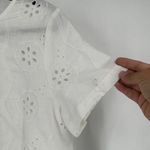 Christian Siriano Boho White Linen Blend Eyelet Embroidery Top Blouse Large Photo 4