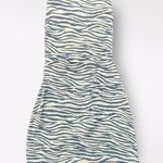 J.O.A. Dress‎ Women’s Small Blue White Zebra Print Lace Up Back Mini Photo 0
