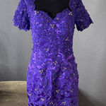 Women’s Purple Short Sleeve Formal Dress Lace Appliqué Zip Up Back Size 8 NWT Photo 0
