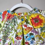 Marie Oliver Olive Ruffle Peplum Cotton Poplin Blouse Botanic Floral XS Photo 6