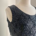 VINTAGE Sequin Tank Womens Sz Large 100% Wool Black Cocktail Photo 1