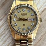 Seiko SQ Ladies Watch RARE Vintage Crystals Gold Tone Dial Bracelet Date Window Photo 2