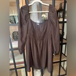 Gianni Bini  mini dress long sleeve babydoll shirred espresso chocolate Photo 6