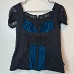Tripp NYC Black and Blue Velvet Corset Goth Mall Goth Dark Aesthetic Size XL Photo 0