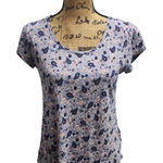 Lucky Brand  Womens S/P Paisley Print Short Sleeve Scoop Neck T Shirt Top Blue Photo 0