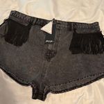 Nasty Gal Charcoal Fringe Jean Shorts Photo 0