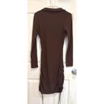 No Comment No‎ Comment Brown Ribbed Long Sleeve Mini Dress with Drawstring - L Photo 4
