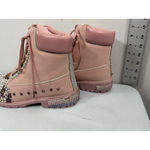 Womans Chunky Ankle Boots Pink Us 11 Eu 42 Front Zip Embellished Photo 3