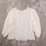 Farm Rio  Ivory Long Sleeve Lace Yoke Peasant Top Women's Small Prairie Cottage Photo 2