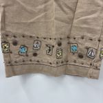 CJ Banks Linen Cotton Wide Leg Pants Womens 14W Beige Neutral Embroidered Boho Tan Photo 1