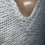 Old Navy Womens Y2K Hooded Sweater Pullover Long Sleeves V Neck Gray Silver Med Photo 5