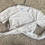 Varley  Heathered Cream Short Sleeve Tie Top Photo 0