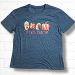 Unbranded Women’s XL Dark Gray Fall Short Sleeve Graphic Tee Top Halloween Blue Photo 0