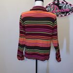 Studio Works  colorful striped shaggy button down cardigan sweater Photo 4