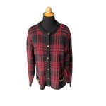 Laura Scott VINTAGE  Plaid And Gold Homiday Festive Sweater Faux Pockets Size L Photo 2