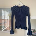 Diane Von Furstenberg  Tess Rib Knit Peplum Sweater Top Photo 2