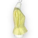 Scotch & Soda Wrap Top Women's XS Yellow Cotton Peplum V-Neck Puff Sleeve Eyelet Photo 3