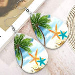 1 pair Hawaii faux leather tear drop shape dangle earrings Faux fashion jewelry Photo 0