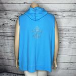 Quacker Factory NWT 2X Blue - Fleur De Lis Embellished Waffle Knit Vest Jacket Photo 3