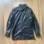 7 For All Mankind  faux leather button up shirt small black Photo 0