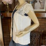 American Eagle  OUTFITTERS BEIGE OPEN FRONT LACE CARDIGAN BLOUSE (M) Photo 5
