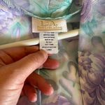 L A Intimates Flimsy Floral Satiny Short Kimono Robe Vintage Belted Size Large Green Photo 2