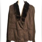 Jaclyn Smith New  Brown Faux Fur Ribbed Sweater Jacket Size XL Photo 0