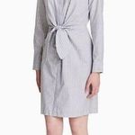 Calvin Klein 🛍️  Grey Striped Tie-front Shirt Dress 4 Photo 0