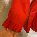 Women’s Red High Collar Asymmetrical Button Front Vintage Cottagecore Top Sz Lg Photo 2